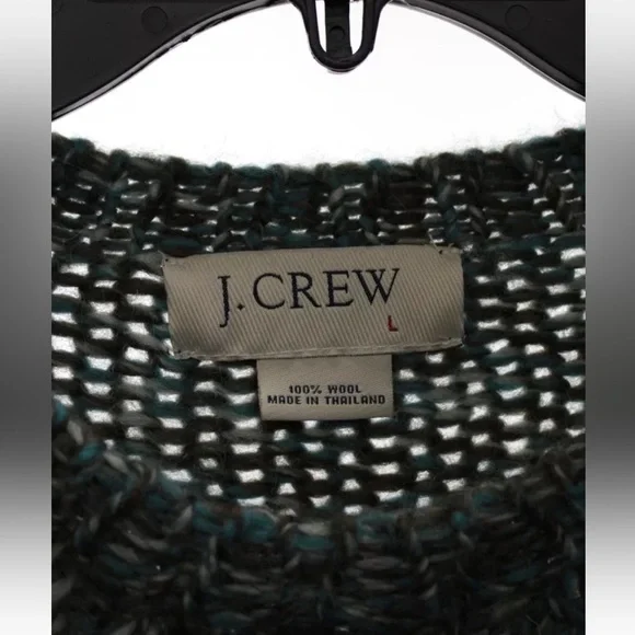 J.Crew vintage wool multi green marled knit sweater size large - Picture 3 of 4